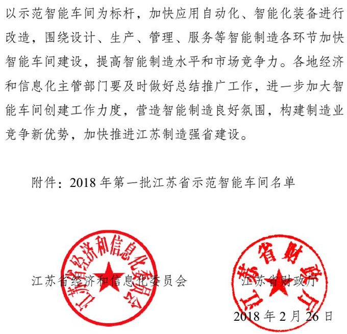 智能，智能車間，示范智能車間，江蘇省示范智能能車間